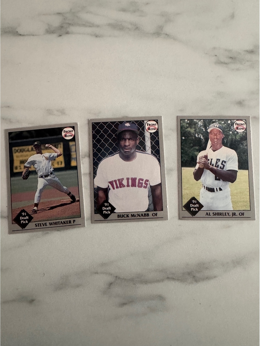 1991 Front Row Draft Pick Baseball Cards - Steve Whitaker, Buck McNabb, Al Shirz
